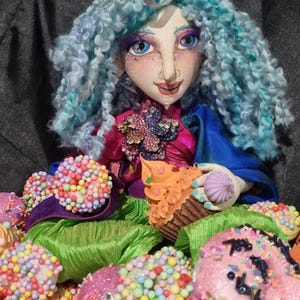 OOAK cloth art fairy doll with a basket of treats