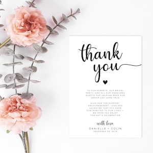 TARJETA DE GRACIAS - Boda 2023 2024 2025 - Plantilla de boda - Blanco y negro - Imprimible - Imprimir en casa - Personalizado - Cualquier tamaño
