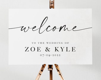 WEDDING WELCOME SIGN - Wedding 2022 - Wedding Template - Black and White - Printable - Print at Home - Custom - Any Size