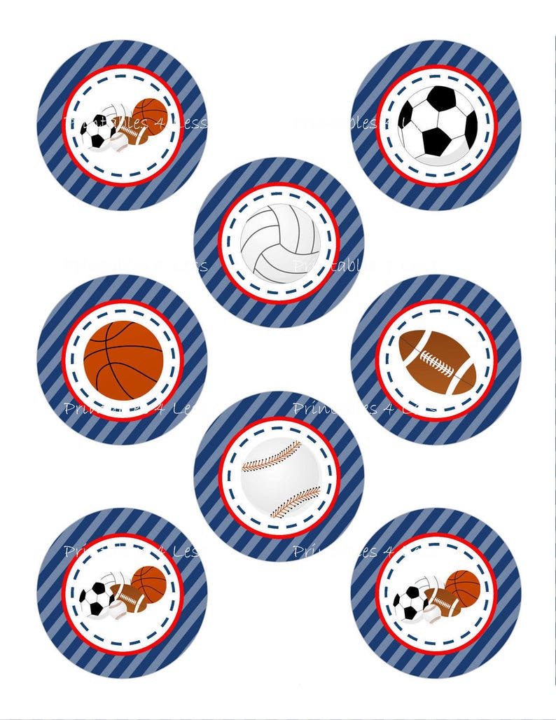 Sports Cupcake Topper Sports Topper Sports Baby Shower Etsy