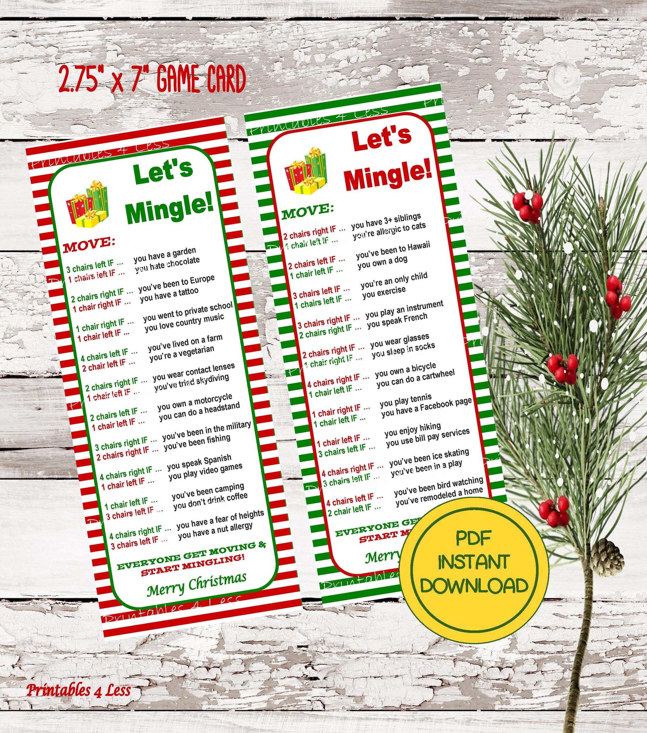 Christmas Mingle Game Christmas Ice Breaker Game Christmas Etsy