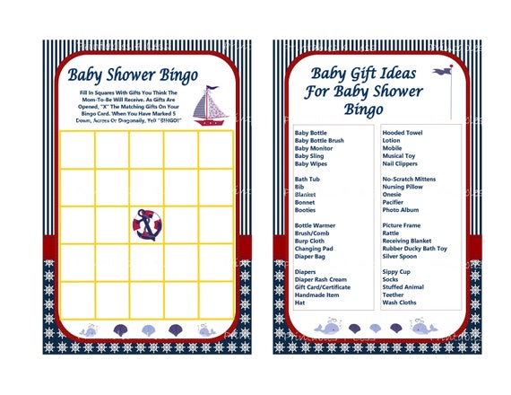 nautical baby shower bingo game printable nautical bingo etsy