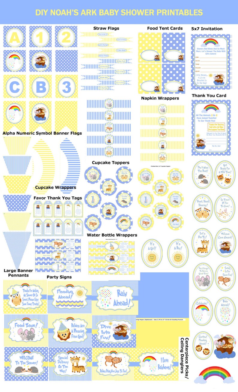 Noahs Ark Baby Shower Printable Noah S Ark Shower Noah Etsy