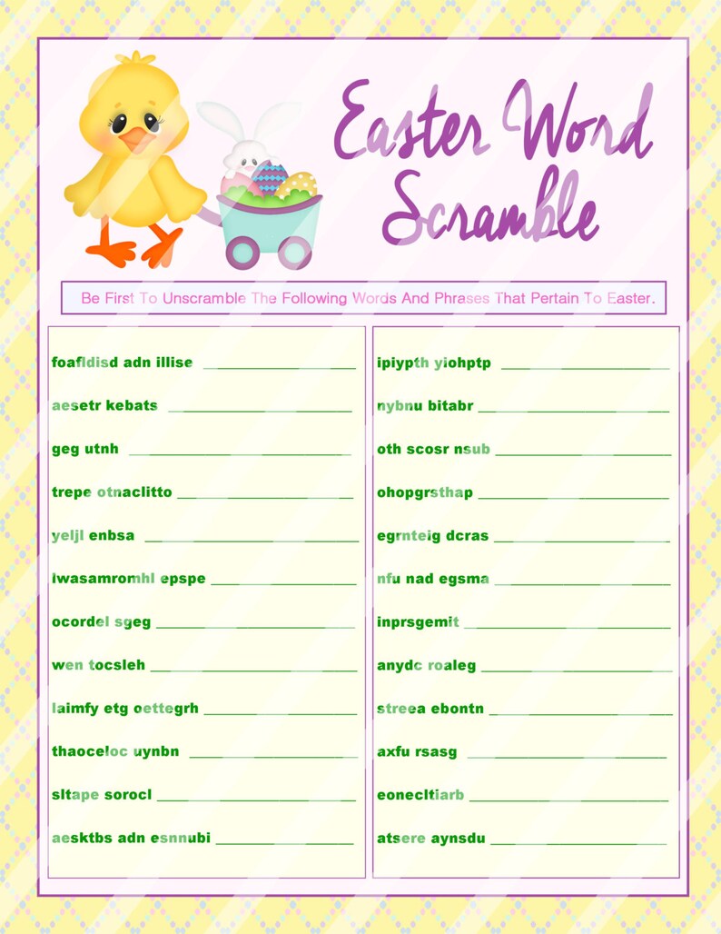 Easter Word Scramble Printable Word Scramble DIY Easter | Etsy