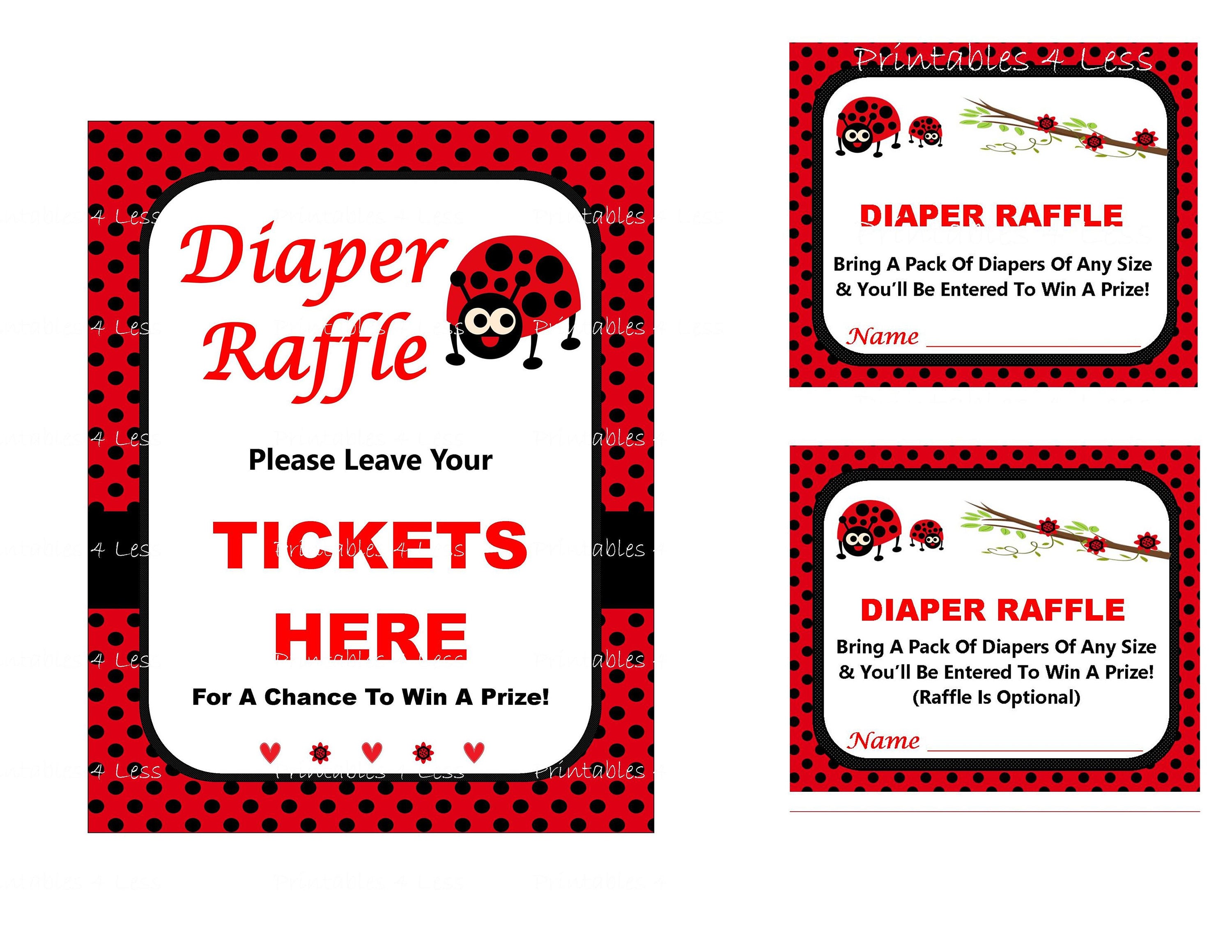 Ladybug Diaper Raffle Ticket Printable Diaper Ticket Ladybug | Etsy