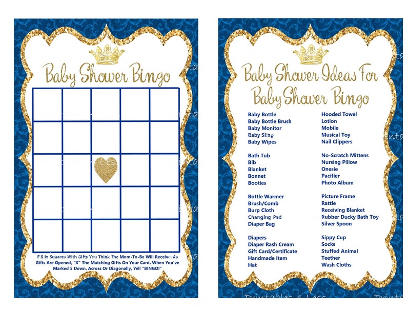 Prince Bingo Match Card, Printable Prince Youngster Shower Bingo Card, Fast Boy or girl Bingo, Royal Blue Gold Prince Bingo - Printables 4 Fewer 0112 image regarding Musical Bingo Cards Printable titled Prince Bingo Recreation Card, Printable Prince Kid Shower Bingo Card, Quick Child Bingo, Royal Blue Gold Prince Bingo - Printables 4 Considerably less 0112