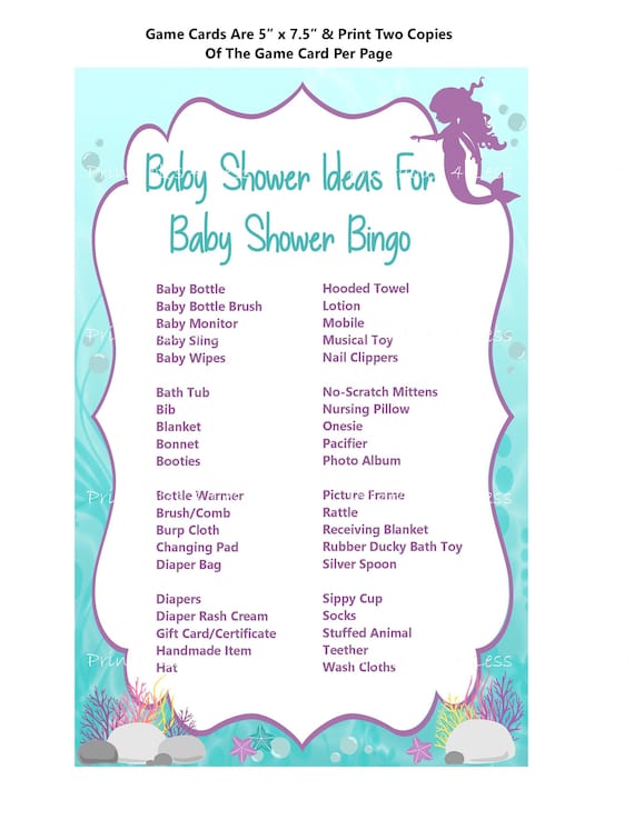 mermaid baby shower game ideas