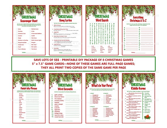 Printable Christmas Game Bundle Christmas Party Game Holiday | Etsy