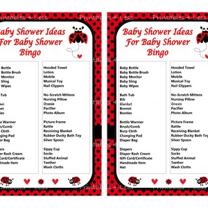 Ladybug Bingo Game Printable Ladybug Baby Shower Bingo Baby | Etsy