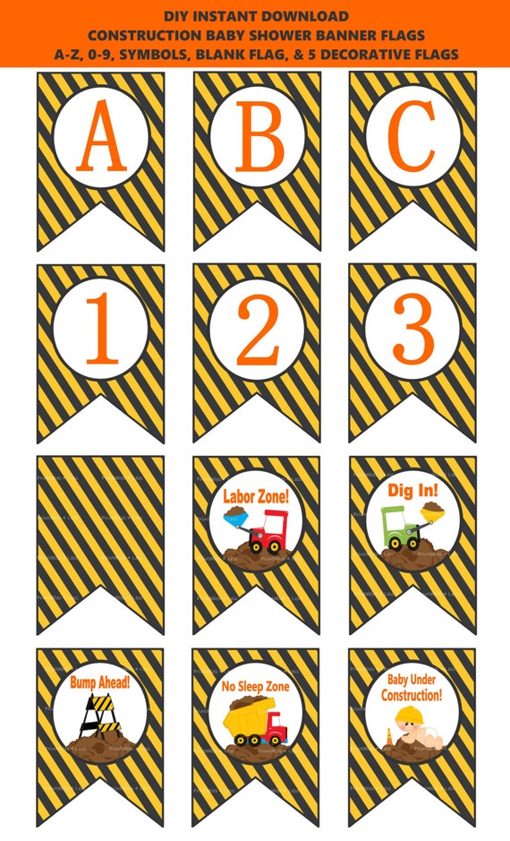 Construction Baby Shower Banner Dump Truck Banner Printable Etsy