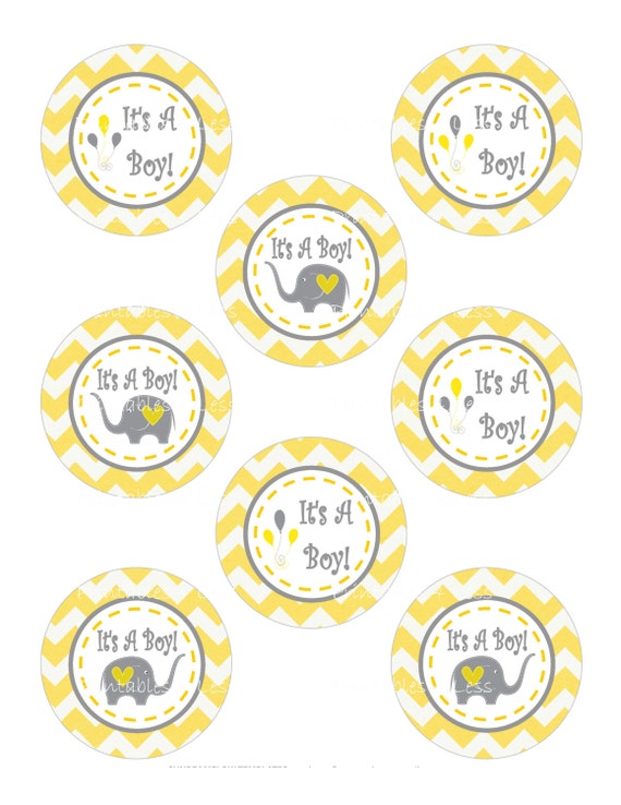 Download Diy Its A Boy Cupcake Topper Yellow Gray Chevron Cupcake Etsy PSD Mockup Templates
