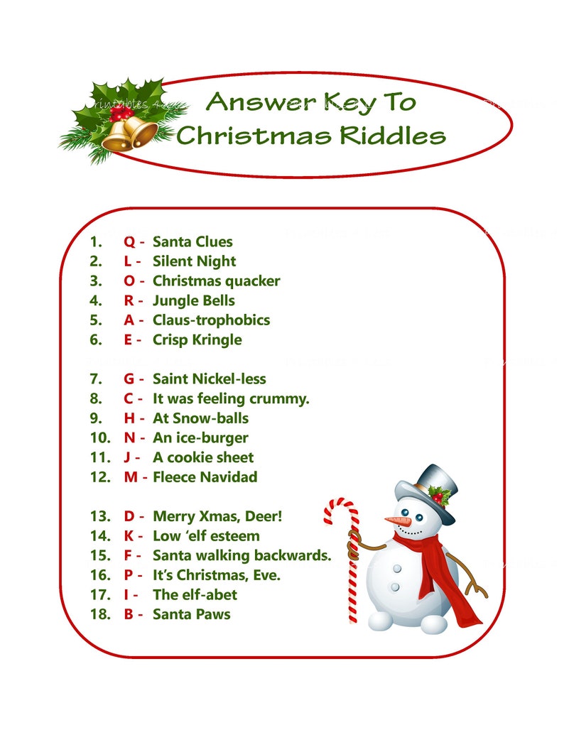 Christmas Riddle Game DIY Holiday Party Game Printable Etsy