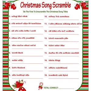 Christmas Scramble Christmas Song Game Printable Christmas | Etsy