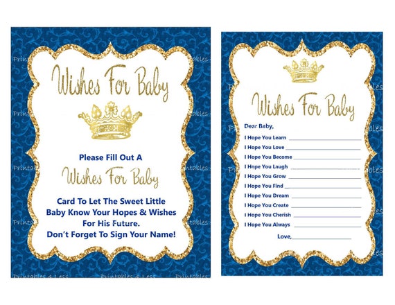 prince wishes for baby printable prince baby shower newborn etsy new baby wishes card