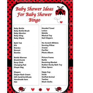 Ladybug Bingo Game Printable Ladybug Baby Shower Bingo Baby | Etsy