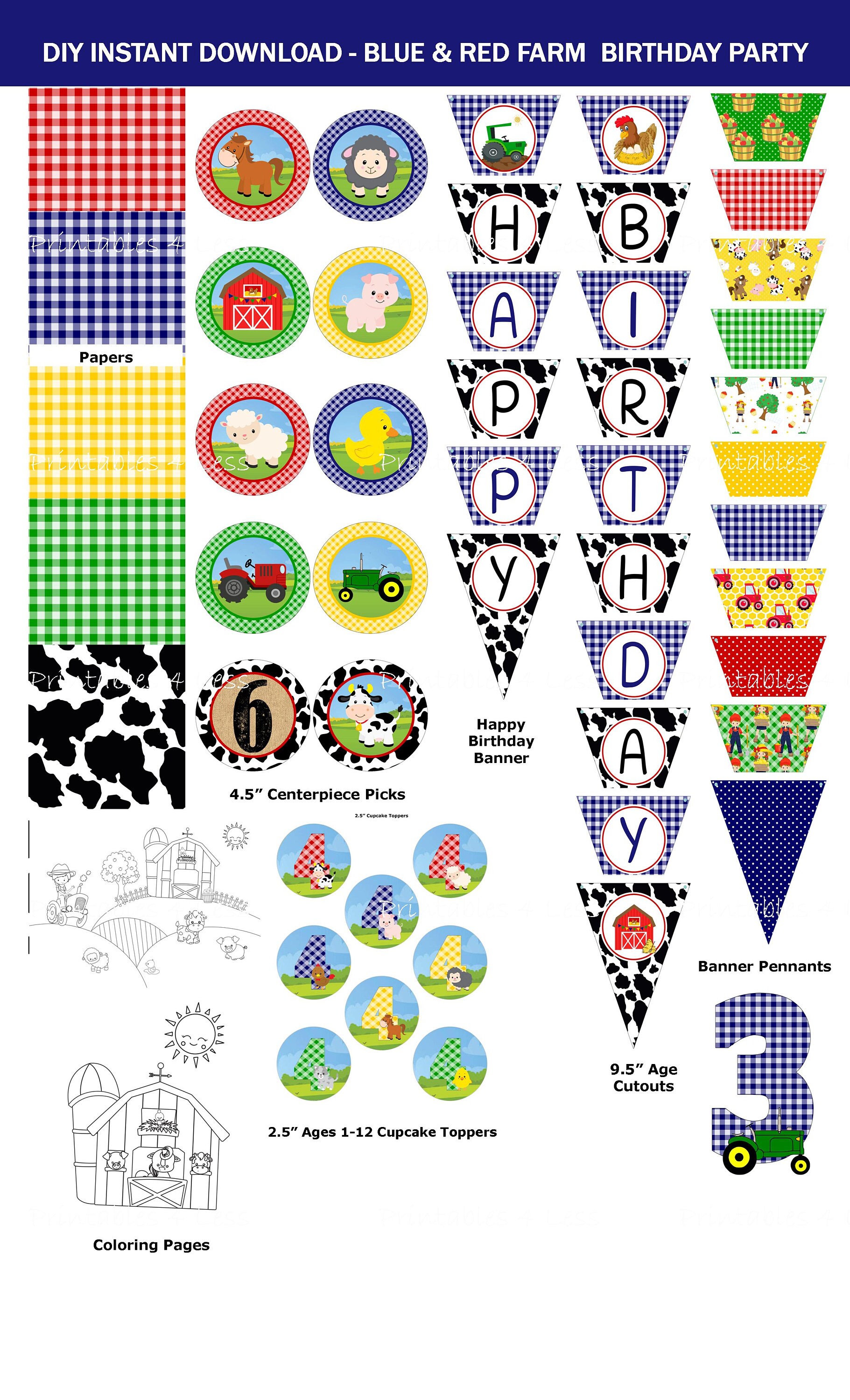 Farm Birthday Party Printable Farm Party Supplies Farm Theme | Etsy
