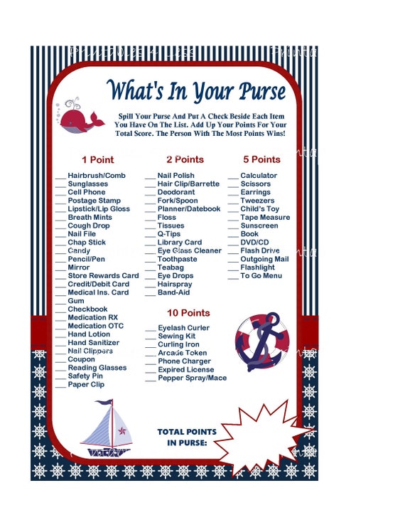 Nautical Whats In just Your Purse Match, Printable Nautical Child Shower Purse Recreation, Mommys Purse Sport, Purse Raid - Printables 4 Significantly less 0062 graphic relating to What's in Your Purse Game Printable identify Nautical Whats Inside of Your Purse Activity, Printable Nautical Little one Shower Purse Recreation, Mommys Purse Recreation, Purse Raid - Printables 4 Significantly less 0062