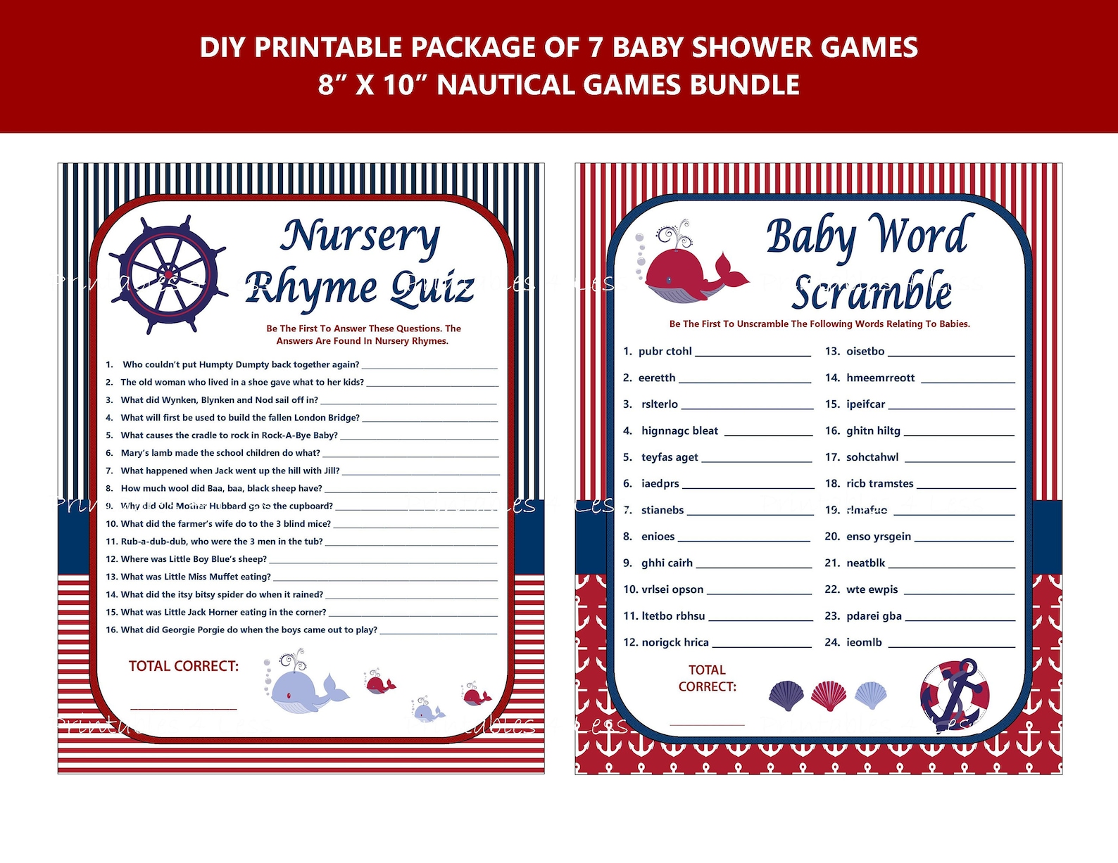 Nautical Baby Shower Game Printable Nautical Game Nautical | Etsy