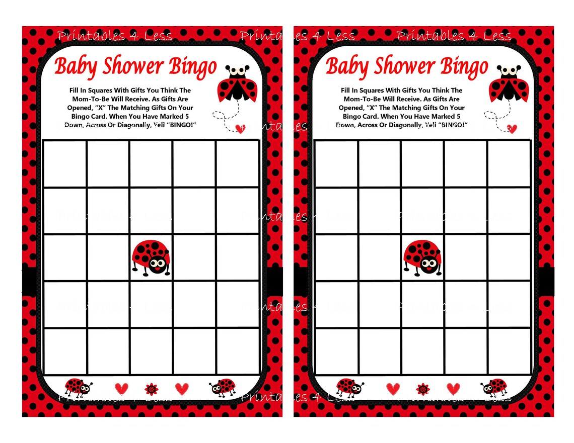 Ladybug Bingo Game Printable Ladybug Baby Shower Bingo Baby | Etsy