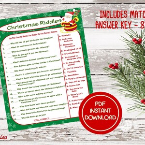 Christmas Riddle Game Diy Holiday Party Game Printable Etsy