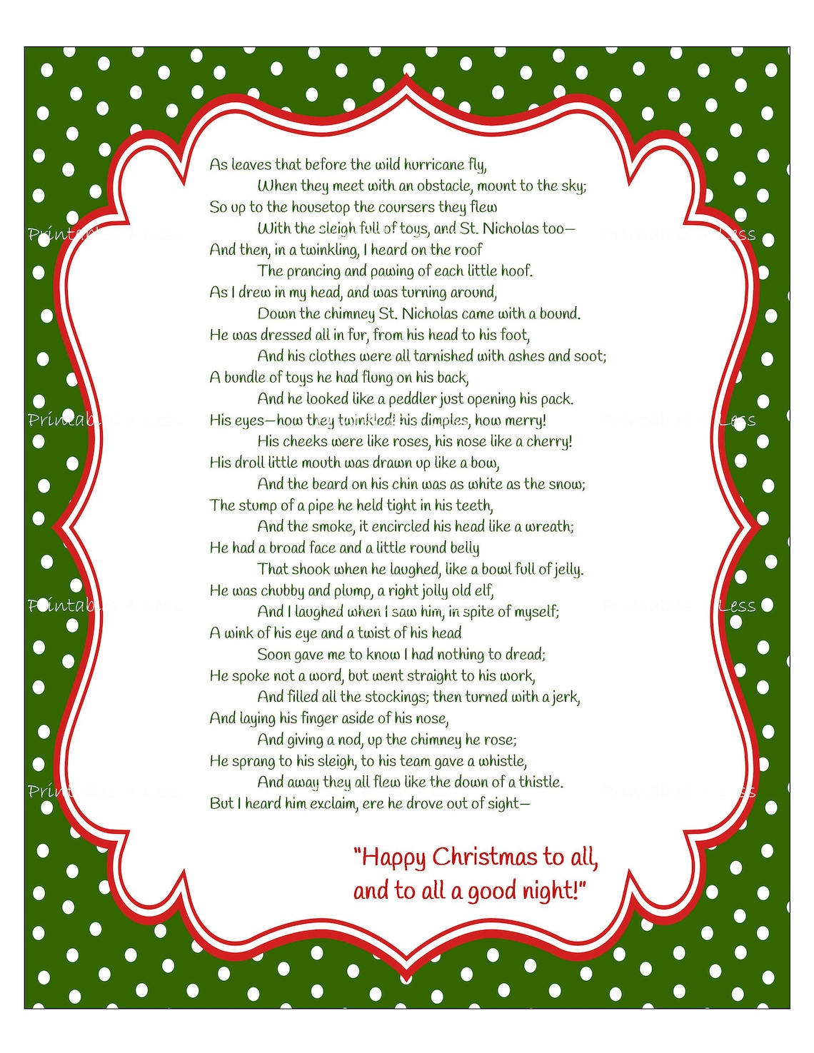 Twas The Night Before Christmas Game Printable Christmas Etsy