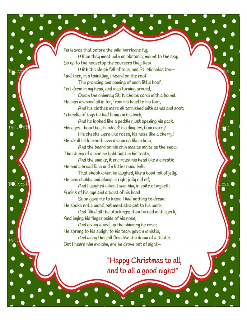 Free Printable Twas The Night Before Christmas Game