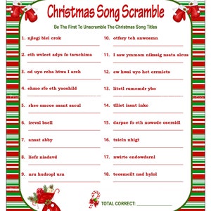 Christmas Scramble Christmas Song Game Printable Christmas | Etsy