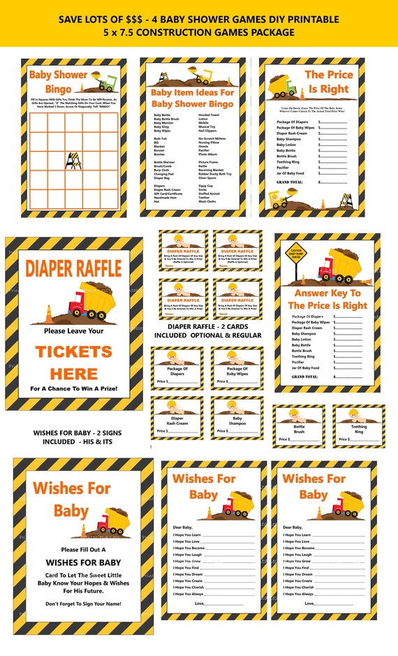Construction Baby Game Printable Shower Theme Dump Truck Printables 4 Less 0038