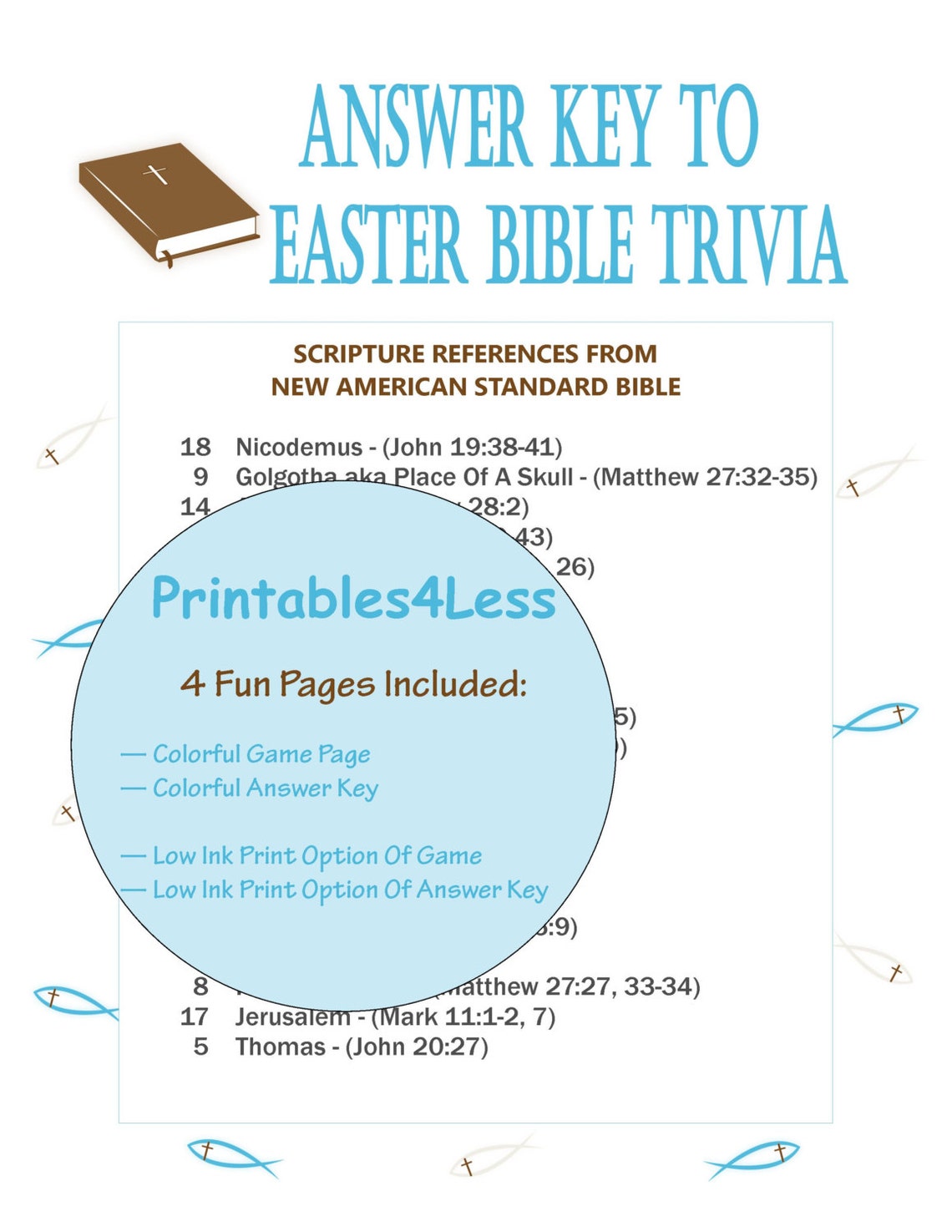 Easter Bible Trivia Printable Easter Game Printable Trivia | Etsy