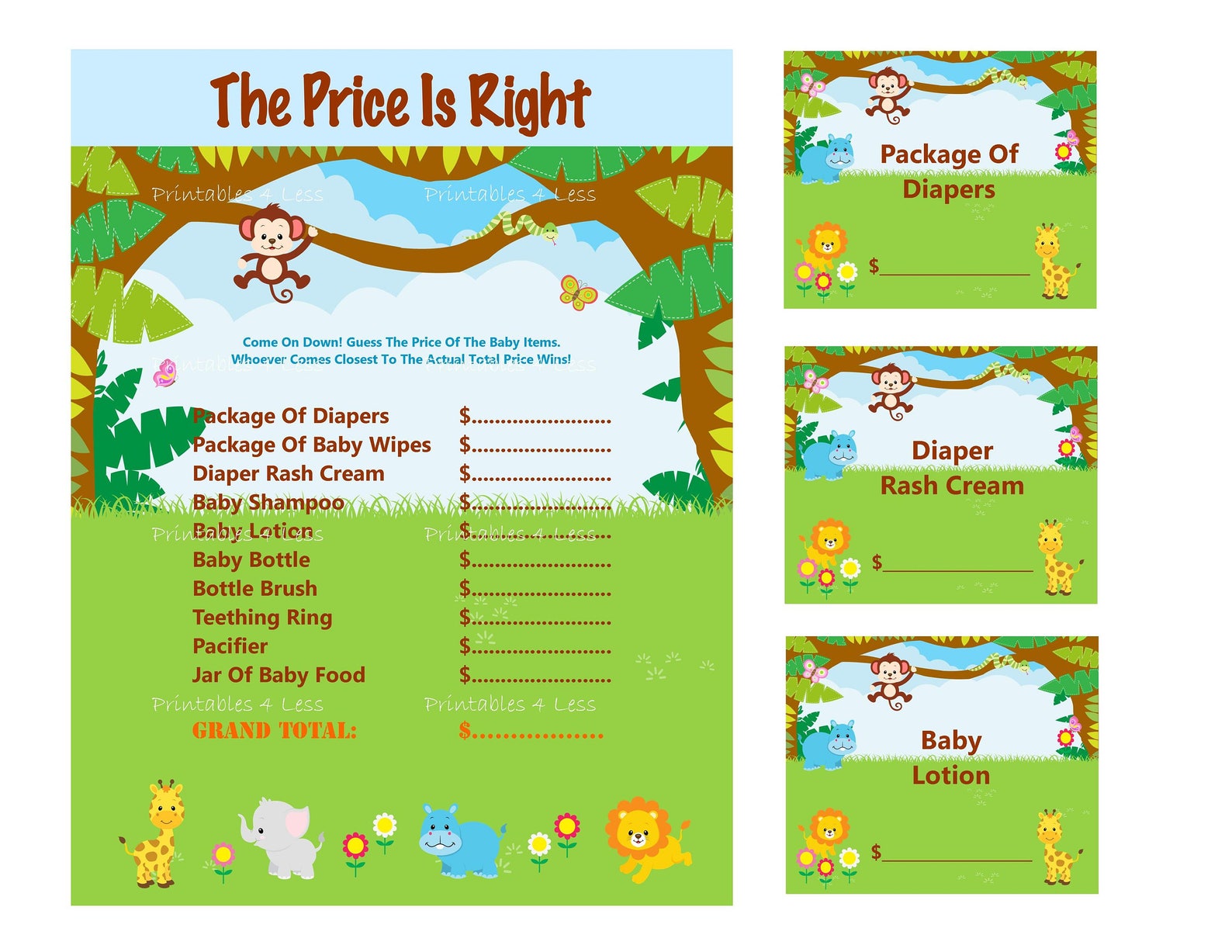 Safari Price is Right Game Jungle Price is Right Game Jungle Etsy