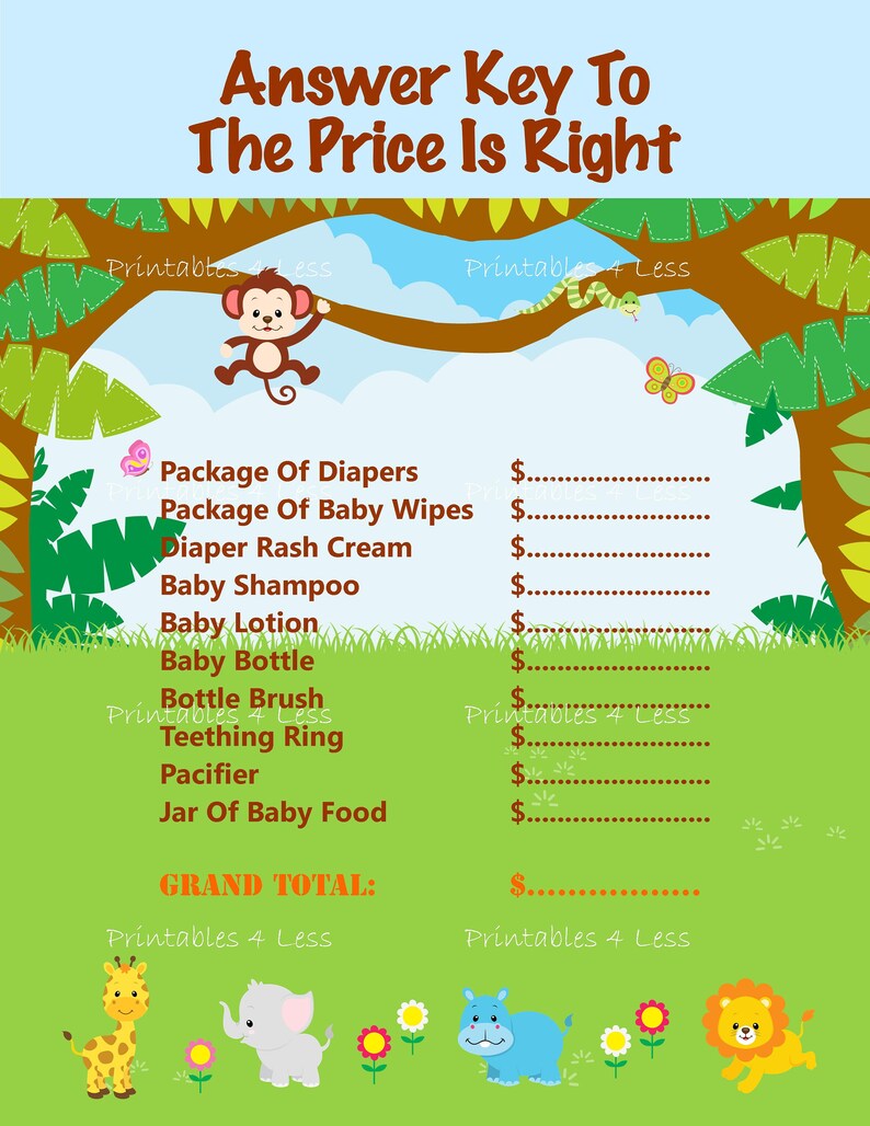 Safari Price Game Jungle Price Is Right Game Safari Price Is Right Game Printables 4 Less 0074 Jungle Price Game Safari Baby Game