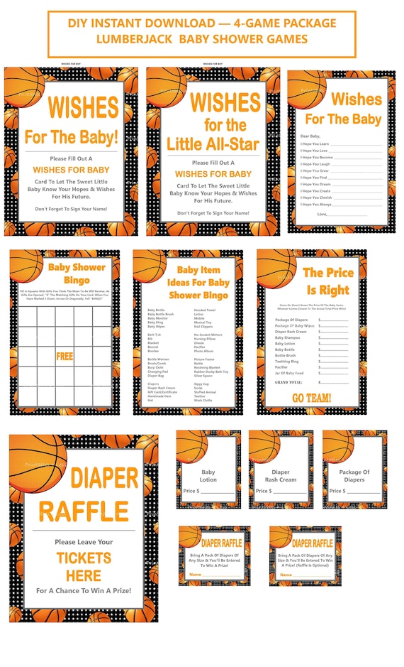 Basketball Baby Shower Games Printable Basketball Baby Games Etsy