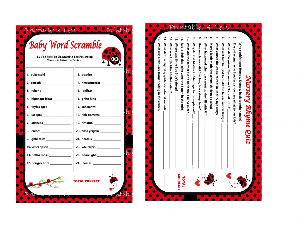 Ladybug Baby Game Printable Ladybug Game Ladybug Baby Shower Etsy
