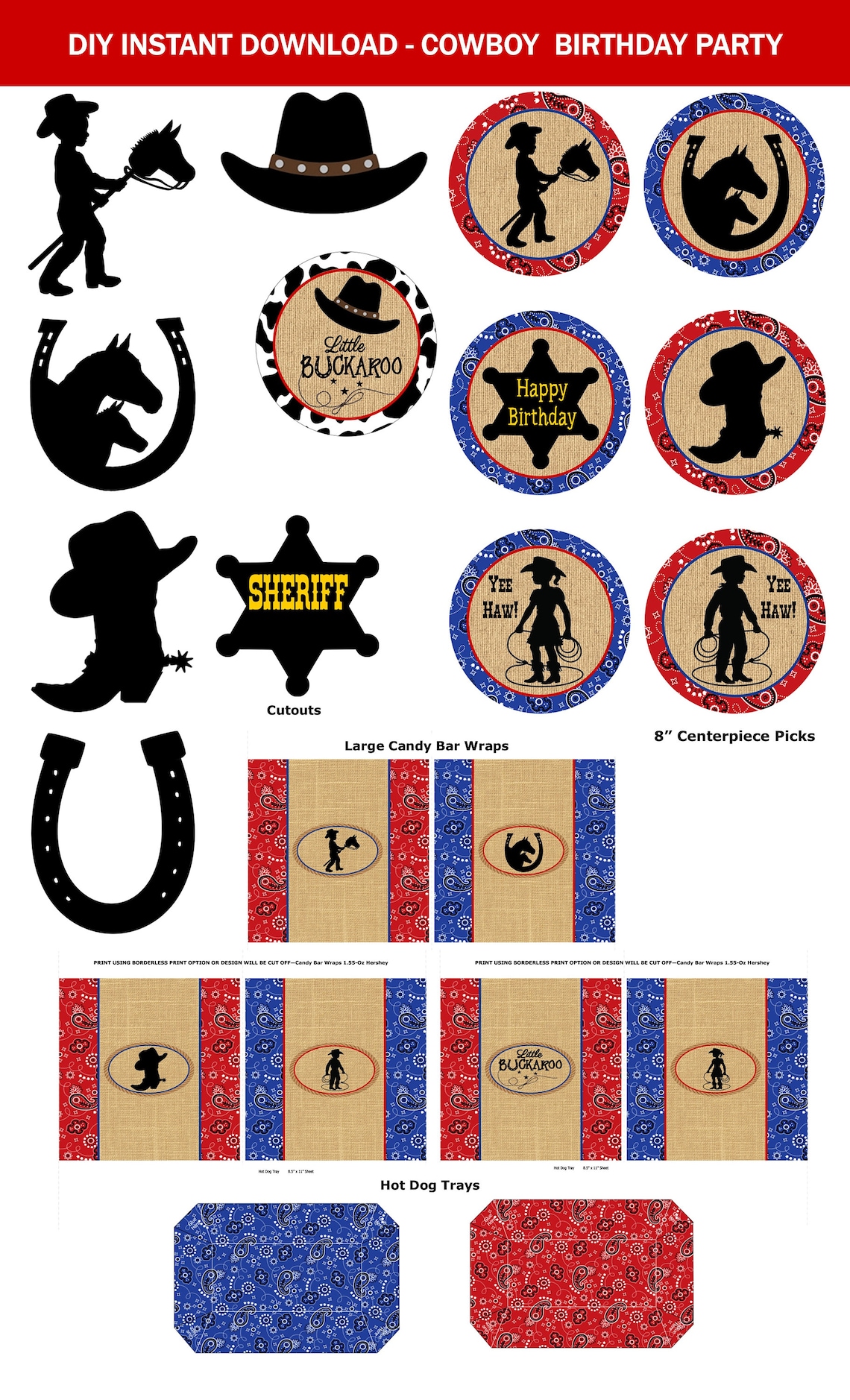 Cowboy Party Printable Cowboy Birthday Decorations Western | Etsy