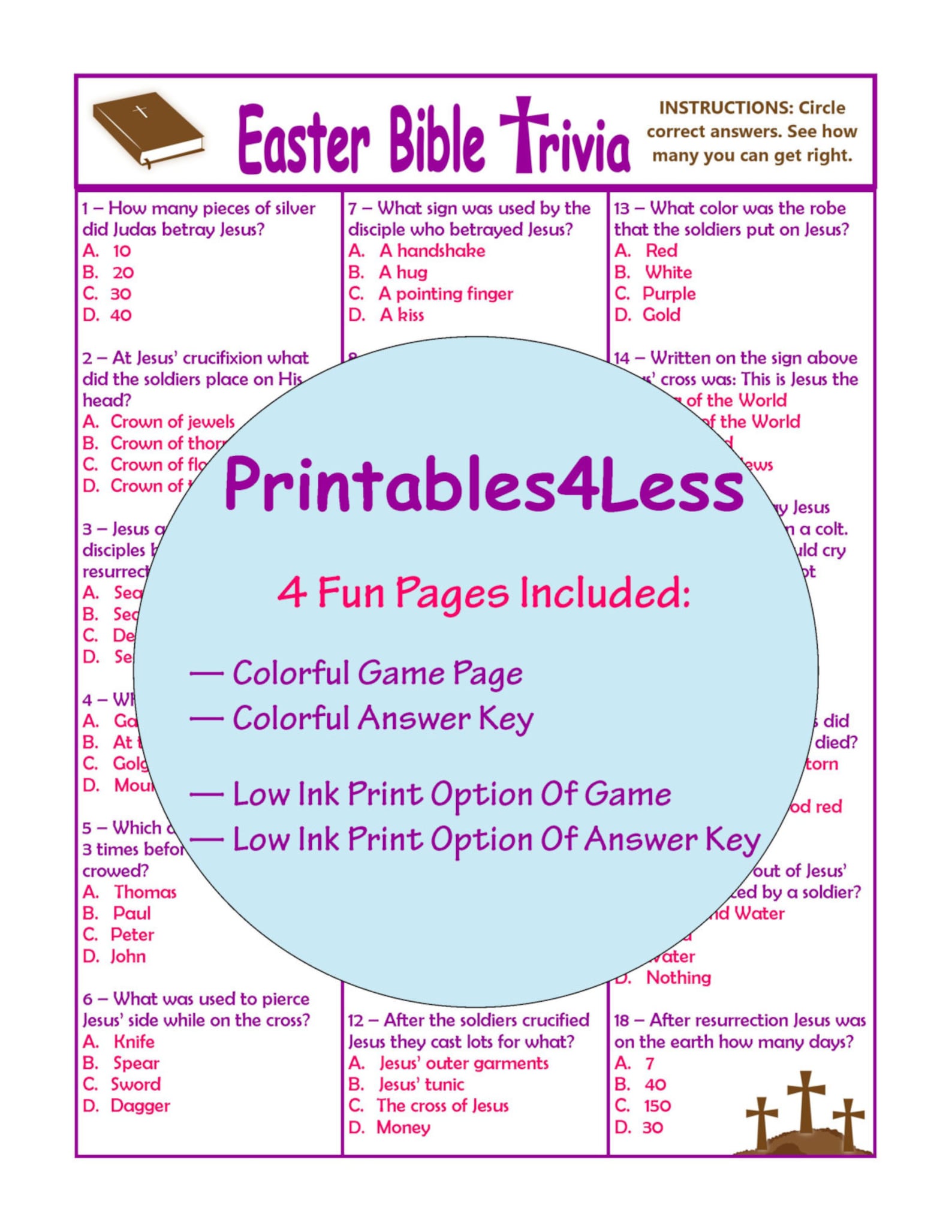 Colour the answers. Easter Bible Lesson Plan.