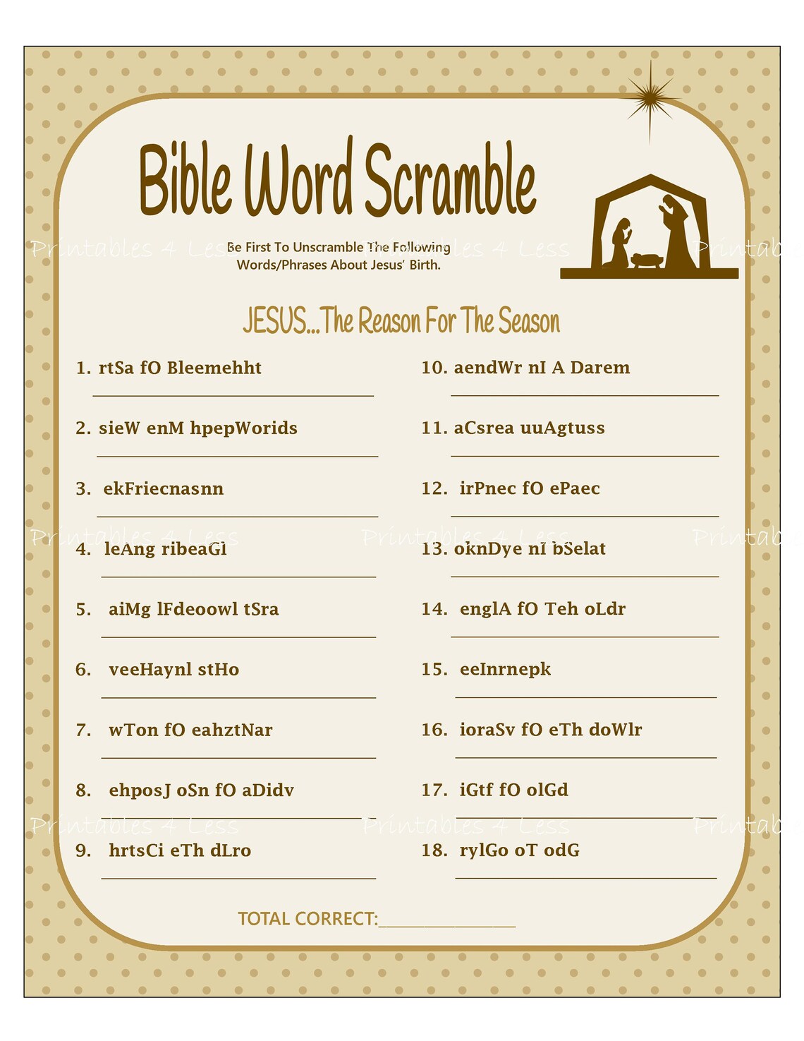 Bible Word Scramble Printable Christmas Word Scramble DIY Etsy Bible Word Scramble Printable Christmas Word Scramble DIY Etsy