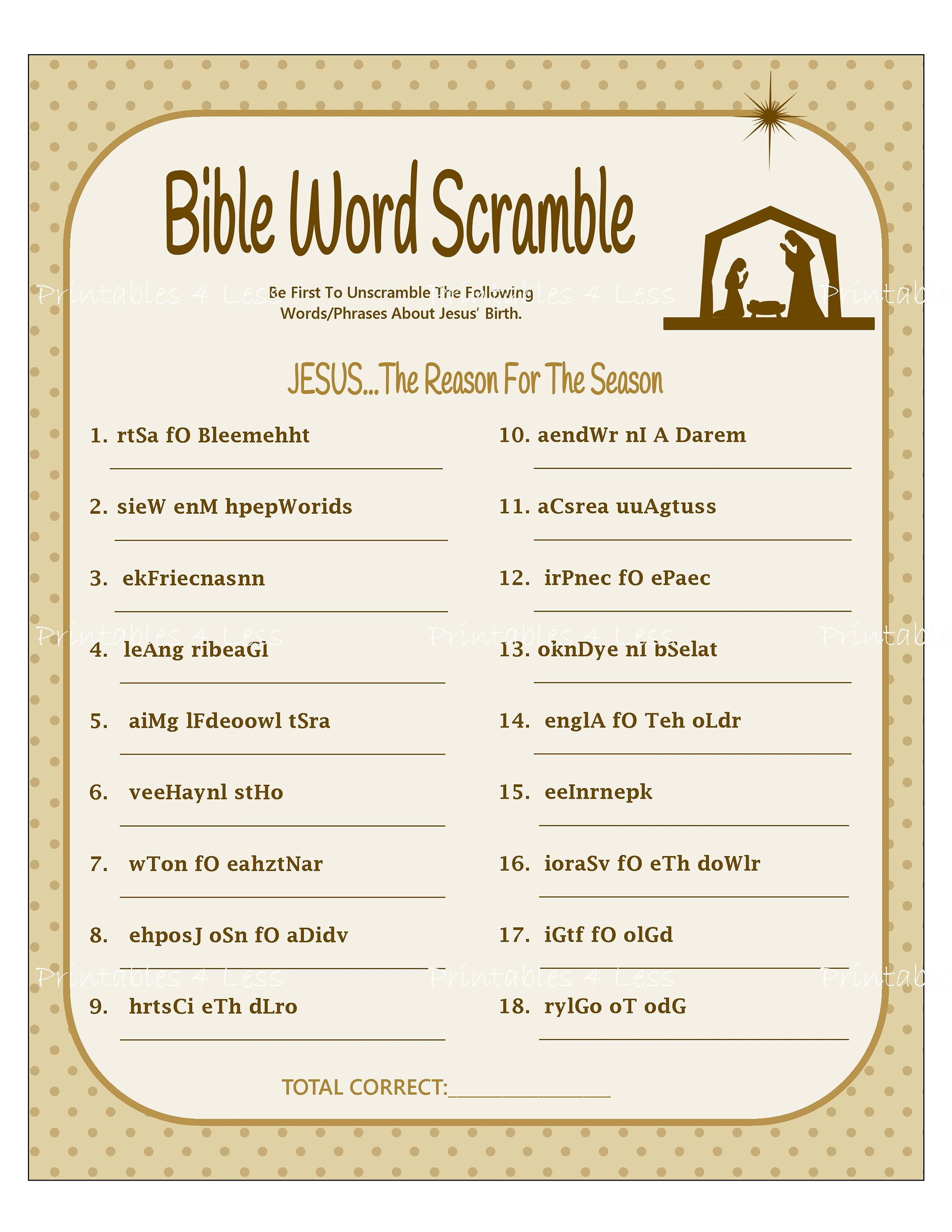 Bible Word Scramble Printable Christmas Word Scramble DIY Etsy