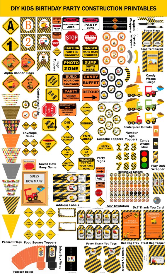 Construction Birthday Party Kids Birthday Construction Party Etsy