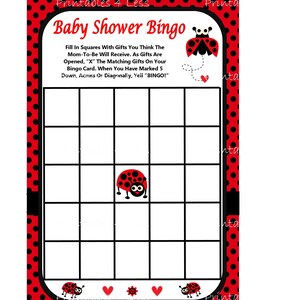 Ladybug Bingo Game Printable Ladybug Baby Shower Bingo Baby | Etsy