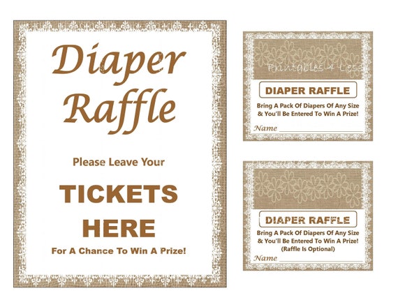 burlap and lace diaper raffle tickets printable burlap etsy diaper raffle tickets printable