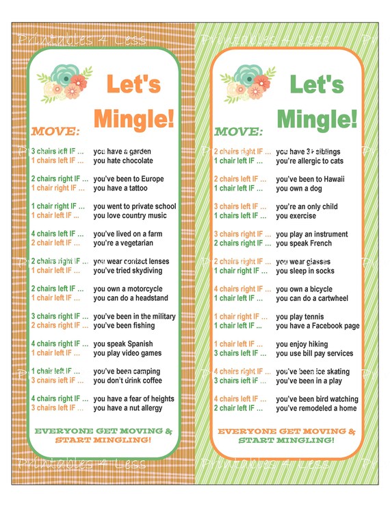 Ice Breaker Game Mingle Game Printable Party Game DIY Etsy
