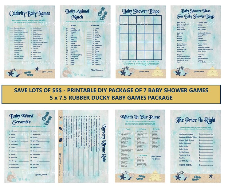 Beach Baby Shower Game Printable Ocean Baby Shower Game Etsy