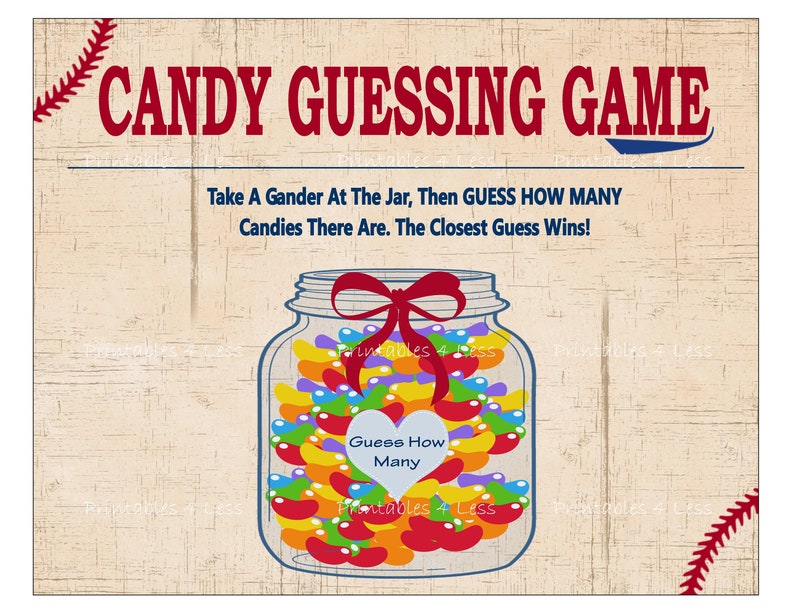 Baseball Candy Guessing Game Guess How Many Vintage Baseball Etsy
