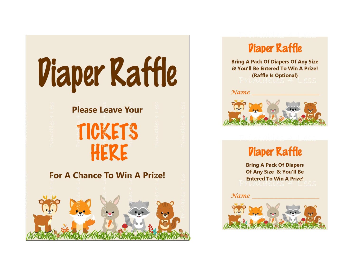 woodland diaper raffle ticket printable diaper raffle sign etsy raffle ticket signs