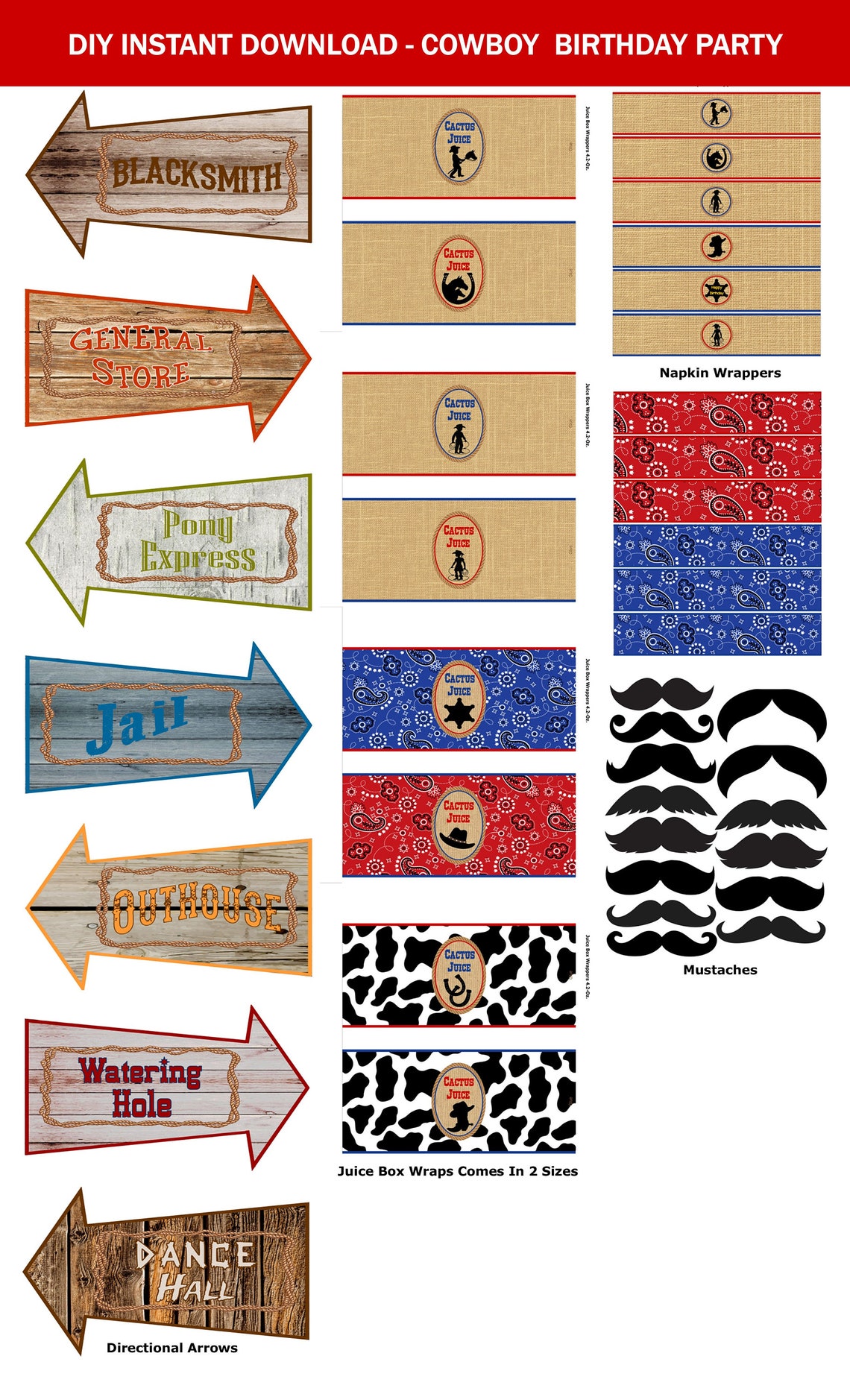 Cowboy Party Printable Cowboy Birthday Decorations Western | Etsy
