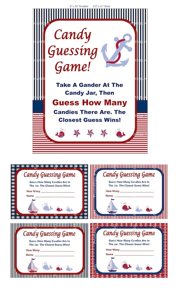 Nautical Candy Guessing Game Printable Baby Shower Candy Etsy