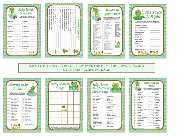 Frog Baby Shower Games Diy Frog Games Printable Frog Baby Etsy