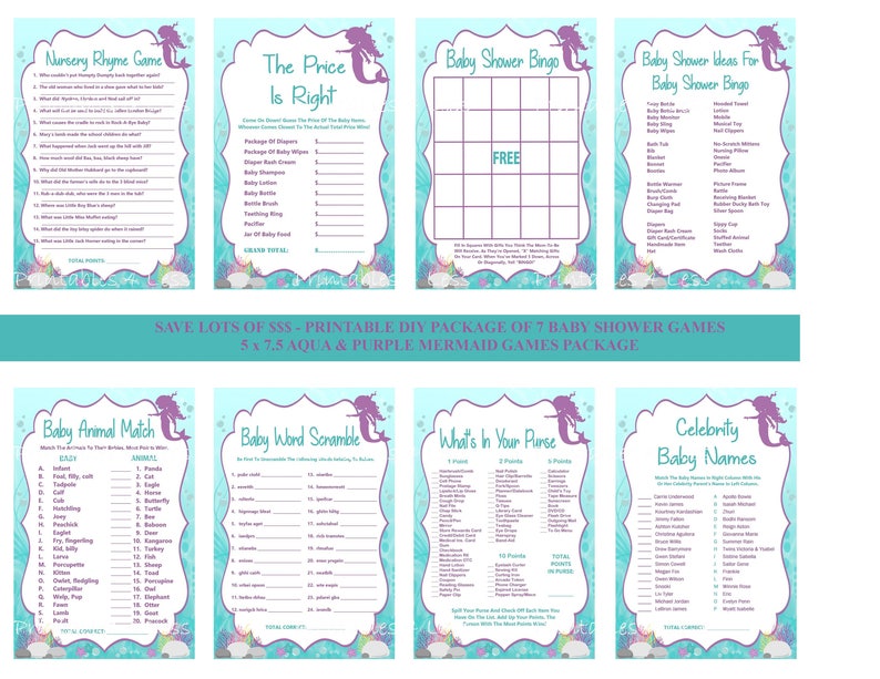 Mermaid Baby Shower Game Printable Mermaid Baby Game Under Etsy