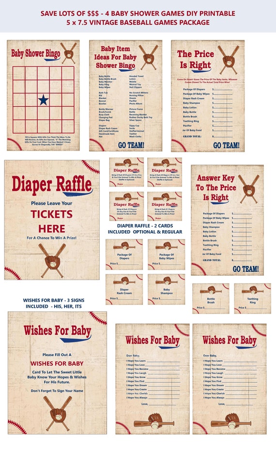 Baseball Baby Shower Game Printable Baseball Baby Game | Etsy
