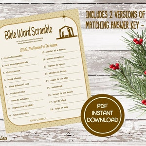 Bible Word Scramble Printable Christmas Word Scramble DIY | Etsy
